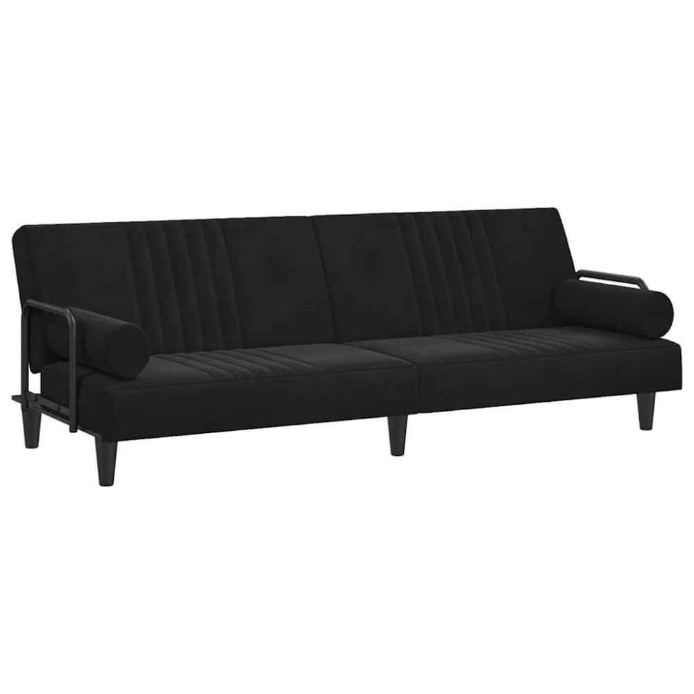 vidaXL Canapea extensibilă cu cotiere, negru, catifea