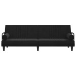 vidaXL Canapea extensibilă cu cotiere, negru, catifea