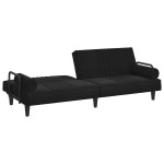 vidaXL Canapea extensibilă cu cotiere, negru, catifea