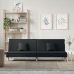 vidaXL Canapea extensibilă, negru, material textil vidaXL Canapea extensibilă, negru, material textil