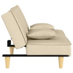 vidaXL Canapea extensibilă, crem, material textil vidaXL Canapea extensibilă, crem, material textil
