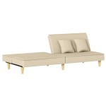 vidaXL Canapea extensibilă, crem, material textil vidaXL Canapea extensibilă, crem, material textil