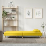 vidaXL Canapea extensibilă, galben deschis, material textil vidaXL Canapea extensibilă, galben deschis, material textil
