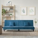 vidaXL Canapea extensibilă, albastru, catifea vidaXL Canapea extensibilă, albastru, catifea