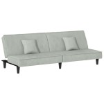 vidaXL Canapea extensibilă, gri deschis, catifea vidaXL Canapea extensibilă, gri deschis, catifea