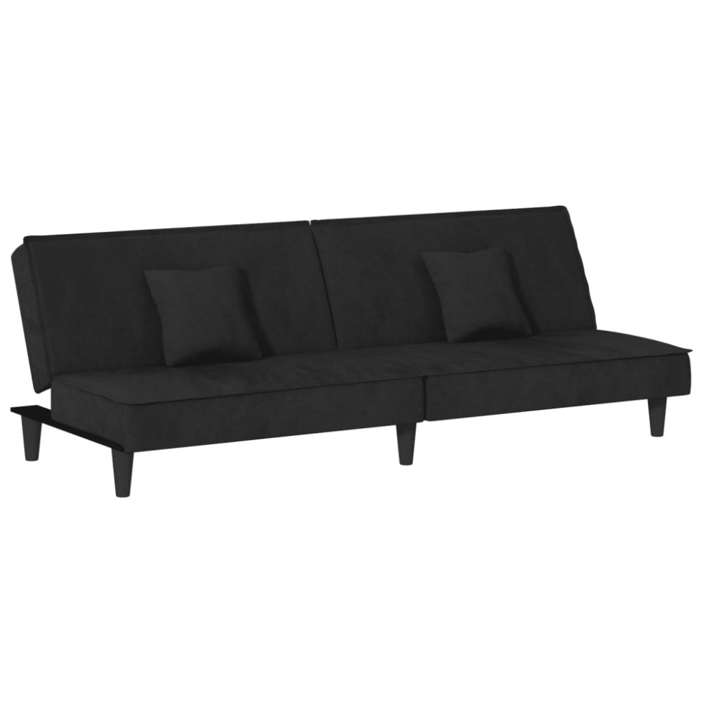 vidaXL Canapea extensibilă, negru, catifea