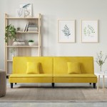 vidaXL Canapea extensibilă, galben, catifea vidaXL Canapea extensibilă, galben, catifea