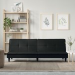 vidaXL Canapea extensibilă, negru, material textil vidaXL Canapea extensibilă, negru, material textil