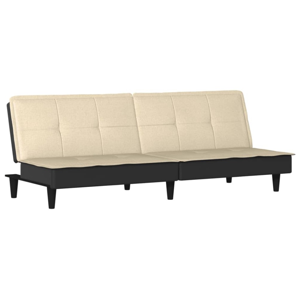 vidaXL Canapea extensibilă, crem, material textil
