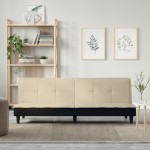 vidaXL Canapea extensibilă, crem, material textil vidaXL Canapea extensibilă, crem, material textil