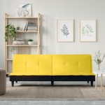 vidaXL Canapea extensibilă, galben deschis, material textil vidaXL Canapea extensibilă, galben deschis, material textil