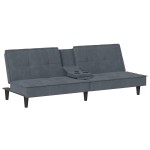 vidaXL Canapea extensibilă cu suporturi de pahar, gri închis, catifea