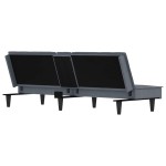 vidaXL Canapea extensibilă cu suporturi de pahar, gri închis, catifea