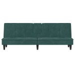 vidaXL Canapea extensibilă cu suporturi de pahar verde închis, catifea vidaXL Canapea extensibilă cu suporturi de pahar verde închis, catifea