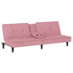 vidaXL Canapea extensibilă cu suporturi de pahare, roz, catifea