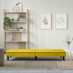 vidaXL Canapea extensibilă cu suporturi de pahare, galben, catifea