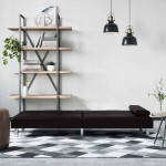 vidaXL Canapea extensibilă cu suporturi pahare, negru, piele ecologică