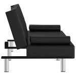 vidaXL Canapea extensibilă cu suporturi pahare, negru, piele ecologică