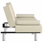 vidaXL Canapea extensibilă cu suporturi pahare, crem, piele ecologică