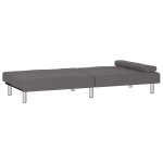 vidaXL Canapea extensibilă cu suporturi pahare, gri, piele ecologică