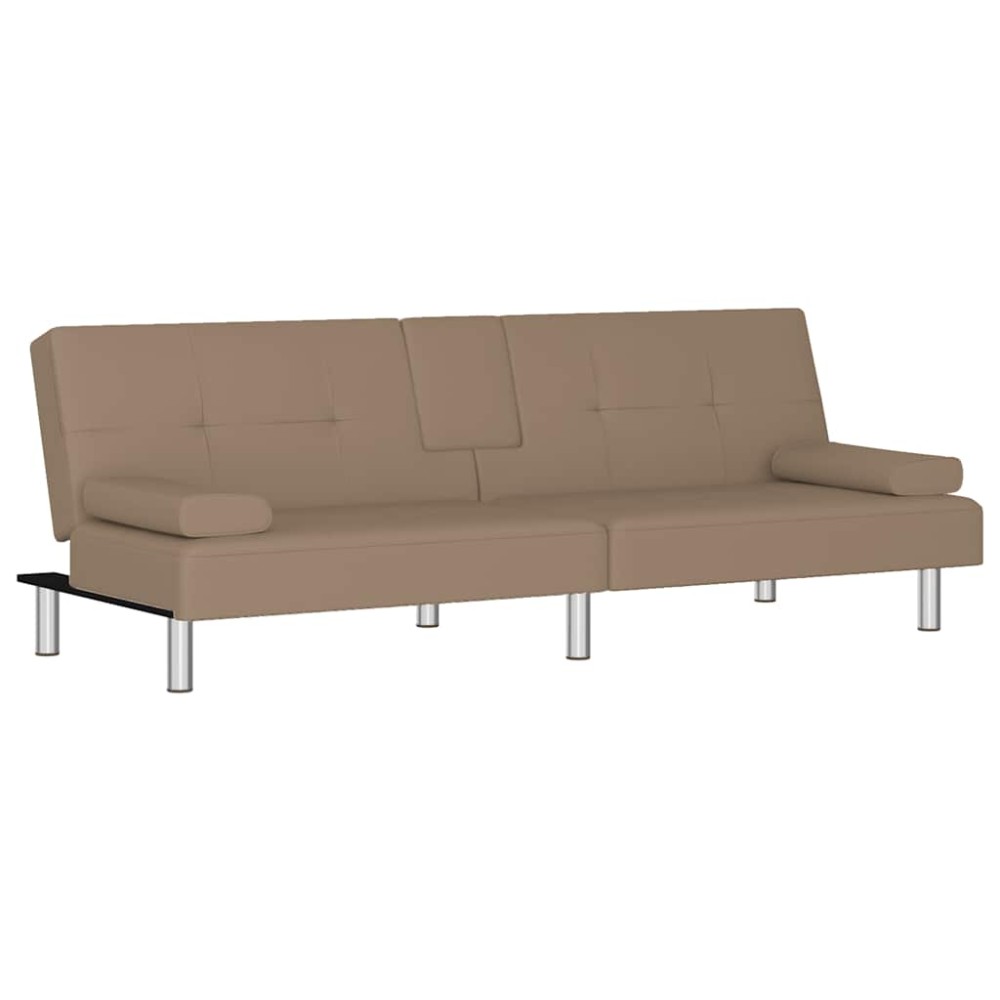 vidaXL Canapea extensibilă cu suport pahare, capucino, piele ecologică
