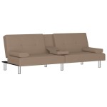 vidaXL Canapea extensibilă cu suport pahare, capucino, piele ecologică