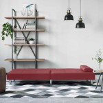 vidaXL Canapea extensibilă suporturi pahare, roșu vin, piele ecologică