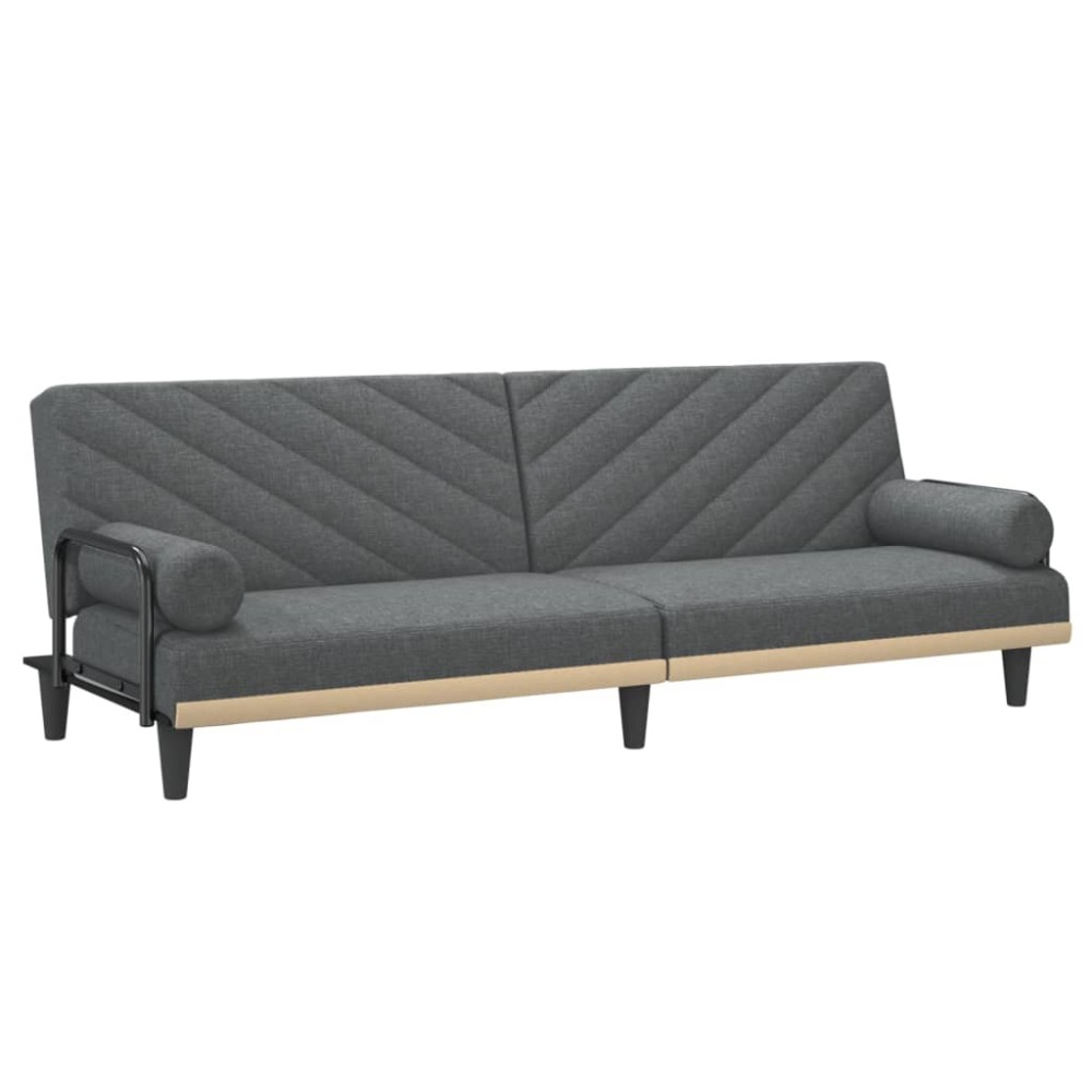 vidaXL Canapea extensibilă cu cotiere, gri închis, textil