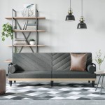 vidaXL Canapea extensibilă cu cotiere, gri închis, textil vidaXL Canapea extensibilă cu cotiere, gri închis, textil