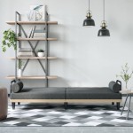 vidaXL Canapea extensibilă cu cotiere, gri închis, textil vidaXL Canapea extensibilă cu cotiere, gri închis, textil