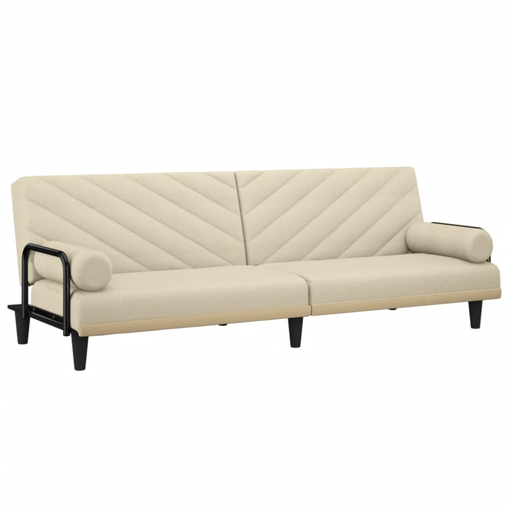 vidaXL Canapea extensibilă cu cotiere, crem, material textil