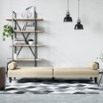 vidaXL Canapea extensibilă cu cotiere, crem, material textil