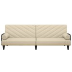 vidaXL Canapea extensibilă cu cotiere, crem, material textil