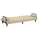 vidaXL Canapea extensibilă cu cotiere, crem, material textil