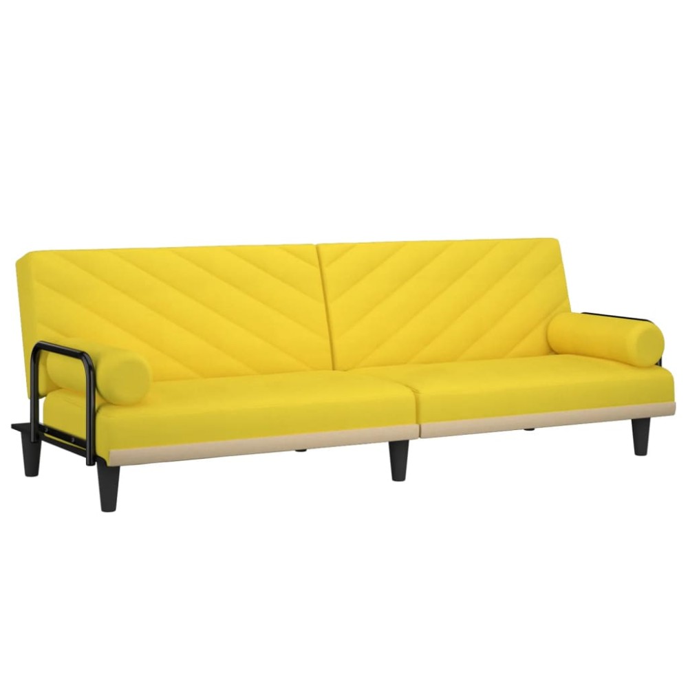 vidaXL Canapea extensibilă cu cotiere, galben deschis, textil