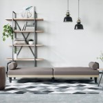 vidaXL Canapea extensibilă cu cotiere, gri taupe, textil