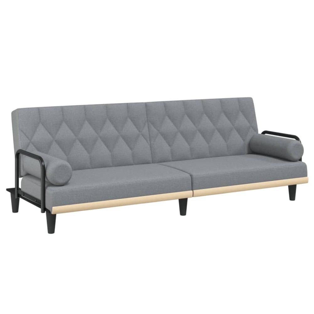 vidaXL Canapea extensibilă cu cotiere, gri deschis, textil