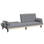 vidaXL Canapea extensibilă cu cotiere, gri deschis, textil