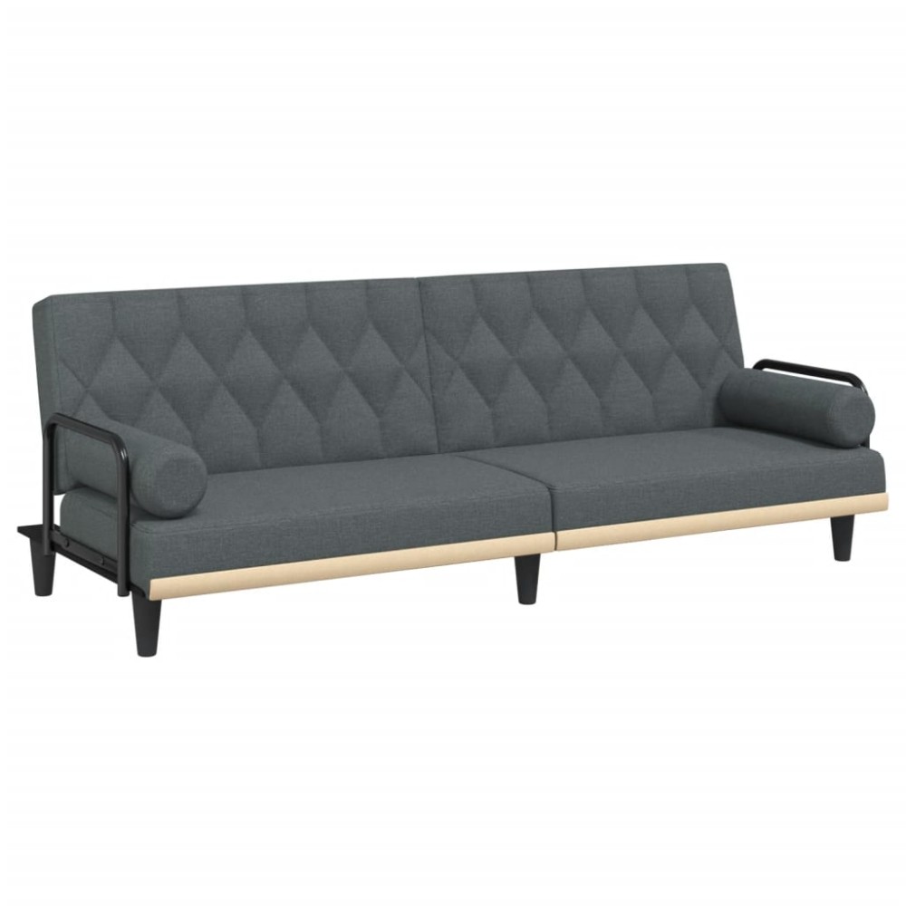 vidaXL Canapea extensibilă cu cotiere, gri închis, textil