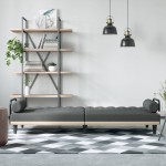 vidaXL Canapea extensibilă cu cotiere, gri închis, textil