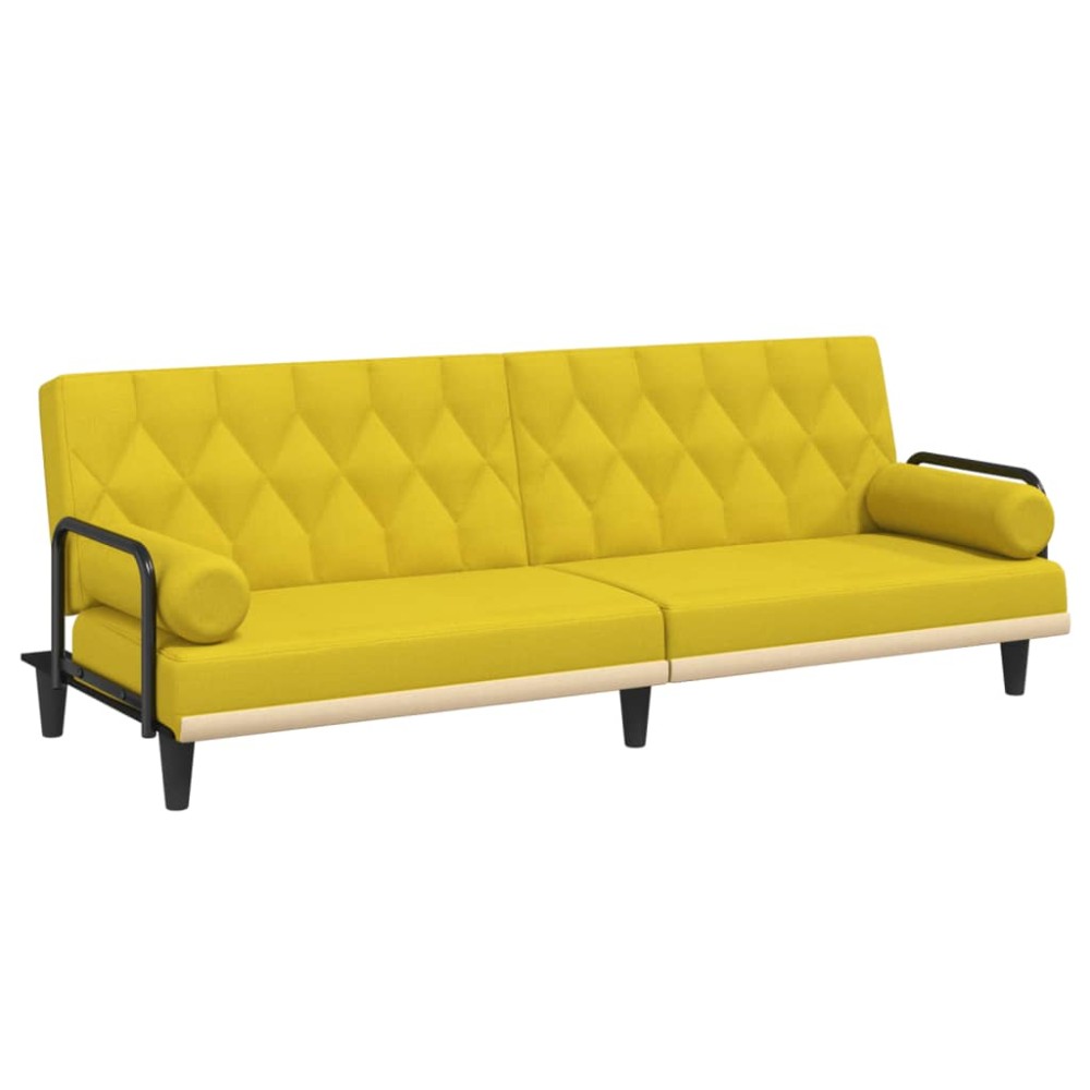 vidaXL Canapea extensibilă cu cotiere, galben deschis, textil