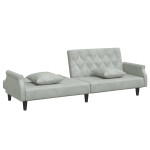 vidaXL Canapea extensibilă cu cotiere, gri deschis, catifea