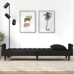 vidaXL Canapea extensibilă cu cotiere, negru, catifea