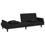vidaXL Canapea extensibilă cu cotiere, negru, catifea