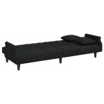vidaXL Canapea extensibilă cu cotiere, negru, catifea