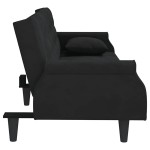 vidaXL Canapea extensibilă cu cotiere, negru, catifea
