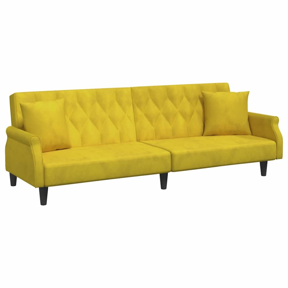 vidaXL Canapea extensibilă cu cotiere, galben, catifea