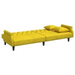 vidaXL Canapea extensibilă cu cotiere, galben, catifea