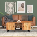 vidaXL Măsuță de cafea, 100x54x40 cm, lemn masiv acacia/lemn prelucrat vidaXL Măsuță de cafea, 100x54x40 cm, lemn masiv acacia/lemn prelucrat