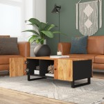 vidaXL Măsuță de cafea, 100x54x40 cm, lemn masiv acacia/lemn prelucrat vidaXL Măsuță de cafea, 100x54x40 cm, lemn masiv acacia/lemn prelucrat